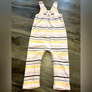 Hanna Andersson Bunny Stripe Overalls 2T